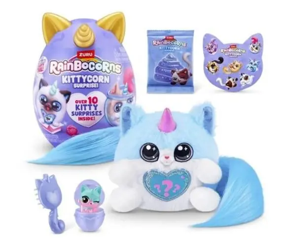 Jucarie de plus cu surpriza Rainbocorns Kittycorn S3