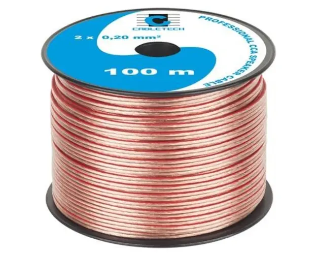 Cablu difuzor Cabletech KAB0351, CCA 2X0.20MM, 100 m, Transparent