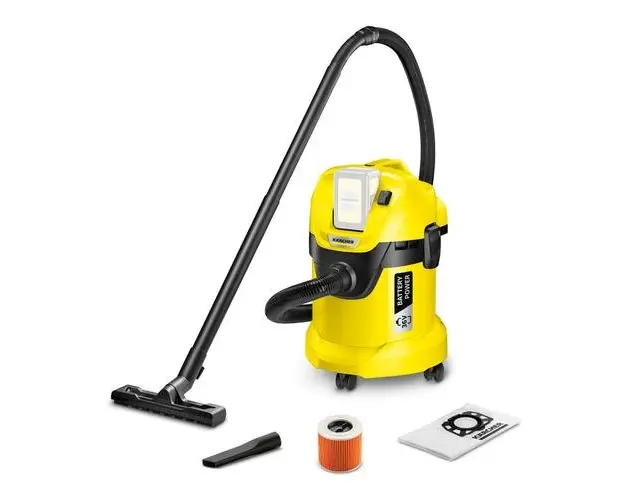 Aspirator umed/uscat pe acumulator Karcher WD 3 Battery, 36 V, 300 W, Capacitate 17 l, Fara acumulator (Galben/Negru)