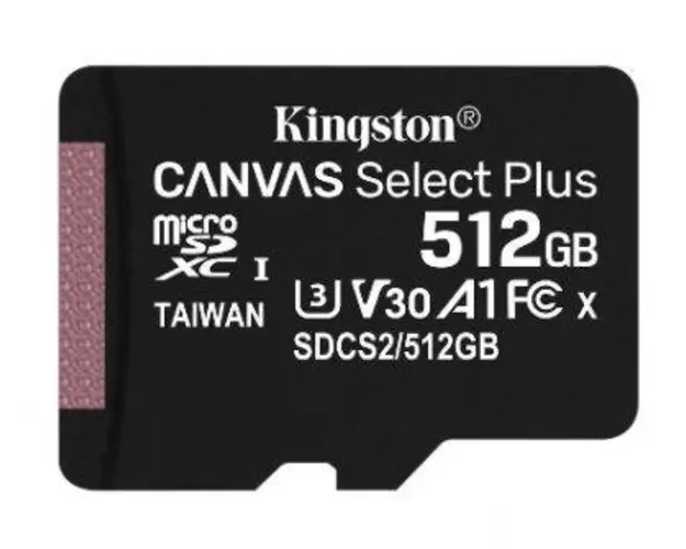 Card de memorie Kingston Canvas Select Plus microSDXC, 512GB, UHS-U3, Clasa 10, 100MB/s