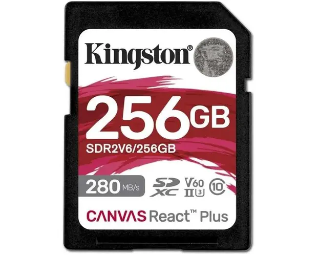 Card de memorie Kingston Canvas React Plus SDXC, 256GB, UHS-II U3, Clasa 10, V60