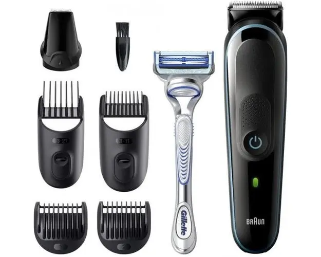 Kit de ingrijire multifunctional 7-in-1 Aparat de tuns barba BRAUN MGK3342, 5 accesorii + Aparat de ras Gillette SkinGuard Sensitive 