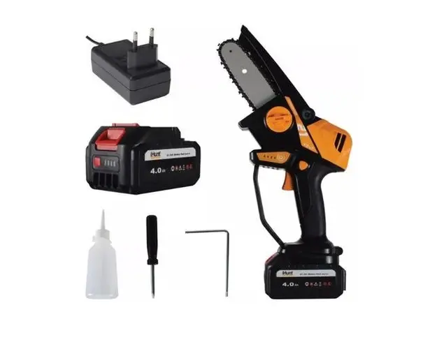 Kit Complet Mini Fierastrau Electric iHunt Strong Chainsaw, 400 W, 21 V, 7000 rpm (Negru/Galben)