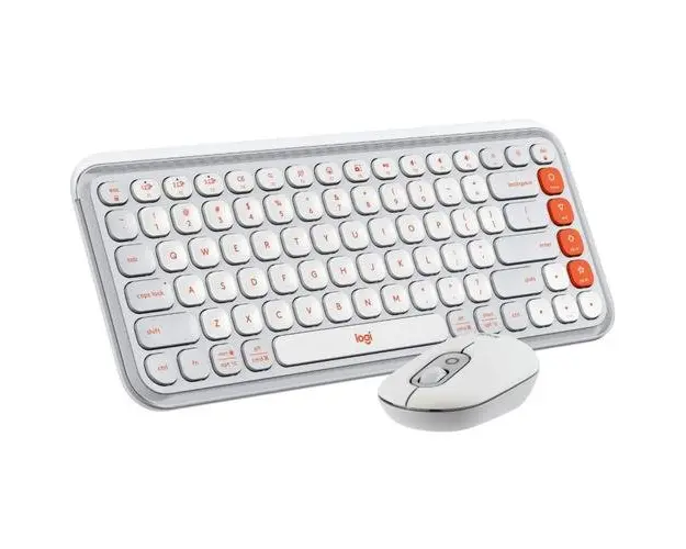 Kit tastatura si mouse Logitech Pop Icon Combo, Bluetooth, Layout US (Alb) 
