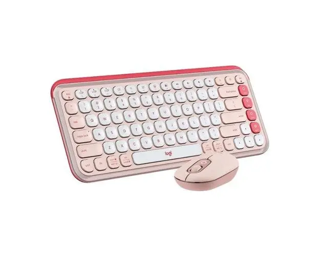 Kit tastatura si mouse Logitech Pop Icon Combo, Bluetooth, Layout US (Roz) 