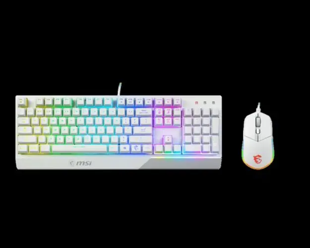 Kit Tastatura si mouse MSI VIGOR GK30 COMBO, layout UK, USB, iluminare RGB (Alb)