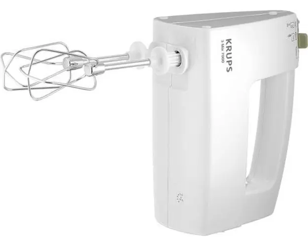 Mixer de mana Krups 3Mix 7000, 500 W, 2 teluri inox, 2 carlige aluat inox (Alb)