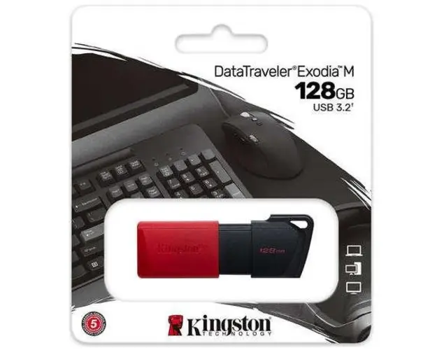 Stick USB Kingston Data Traveler EXODIA, 128GB, USB 3.2 (Negru/Rosu)