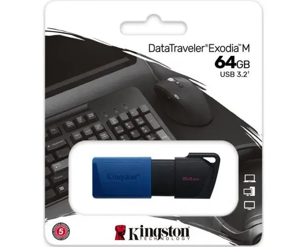 Stick USB Kingston Data Traveler EXODIA, 64GB, USB 3.2 (Negru/Albastru)