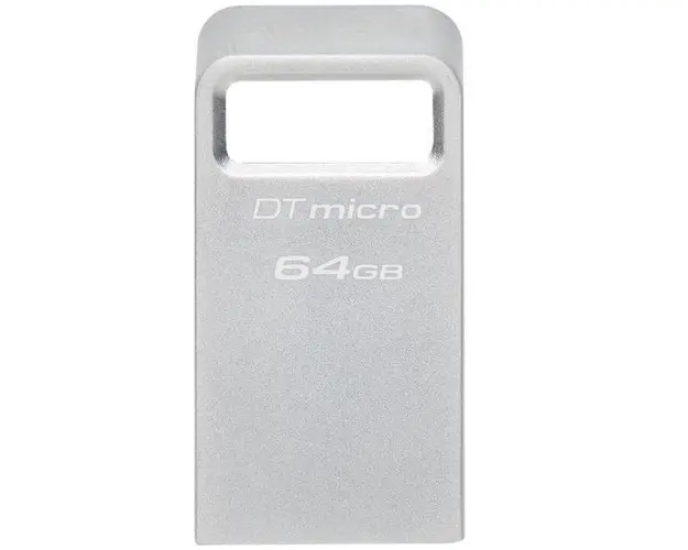 Stick USB Kingston Data Traveler Micro, 64GB, USB 3.2 (Argintiu)