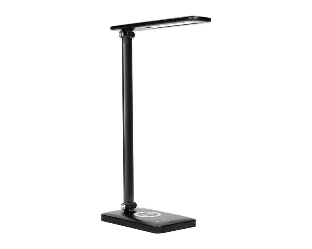 Lampa de birou Virone Isiyo DL-5/B, 390 lm, incarcator wireless, port USB, dimmer, 3000/4000/6000K, aluminiu, Negru