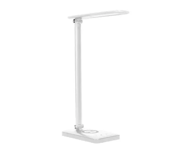 Lampa de birou Virone Isiyo DL-5/W, 390 lm, incarcator wireless, port USB, dimmer, 3000/4000/6000K, aluminiu, Alb