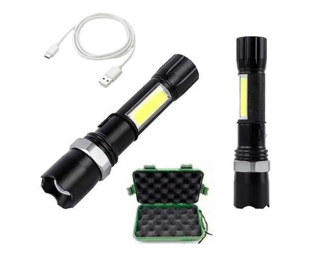 Lanterna din aluminiu VARGO V-114984, LED cu zoom, acumulator si incarcare USB 