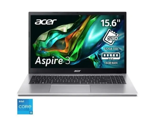 Laptop Acer Aspire 3 A315-59 cu procesor Intel® Core™ i5-1235U pana la 4.4 GHz, 15.6inch, Full HD, 16GB DDR4, 512GB SSD, Intel® Iris® Xe Graphics, No OS, Pure Silver
