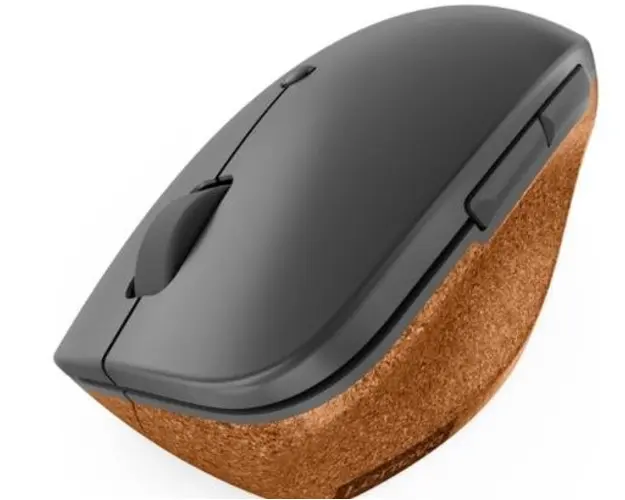 Mouse Wireless Lenovo Go, Vertical, 2400 DPI (Negru/Portocaliu)