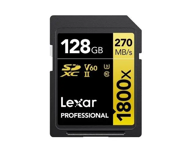 Card de memorie Lexar Professional 1800x, 128GB, SDXC, UHS-II U3 