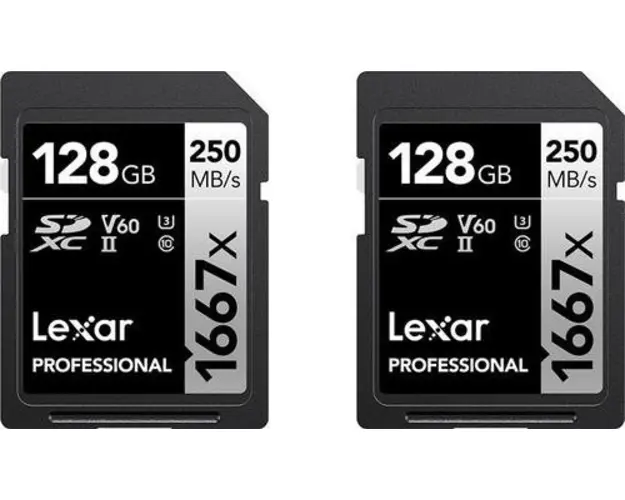Set carduri de Memorie Lexar Professional 1667x, SDXC, 128GB, Clasa 10, UHS-II, 2 bucati