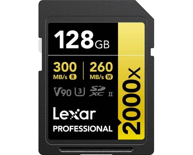 Card de memorie Lexar Professional 2000x, 128GB, SDXC, UHS-II U3, V90