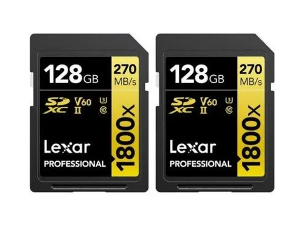Set 2 carduri de memorie Lexar Professional 1800x, 128GB, SDXC, UHS-II U3