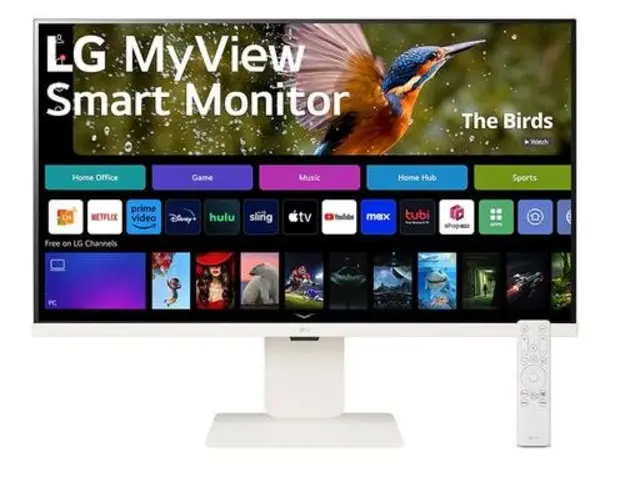 Monitor Smart IPS LED LG 31.5inch 32SR83U-W, UHD (3840 x 2160), HDMI, Bluetooth, WiFi, Boxe (Alb)