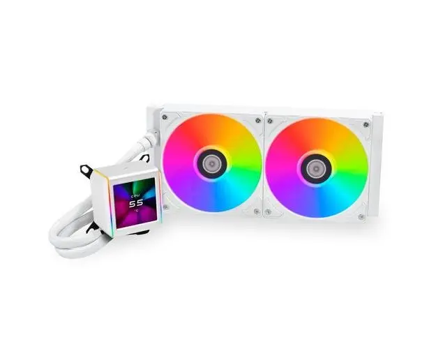 Cooler CPU Lian Li Galahad II LCD 280, iluminare ARGB, 2x 140mm, 2450 rpm, PWM (Alb)