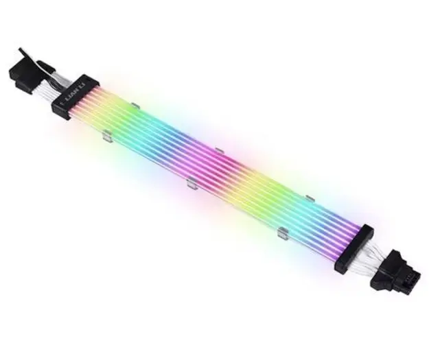 Cablu prelungitor Lian Li Strimer Plus V2, 8 benzi LED ARGB, 12+4-pin la 12+4-Pin 12VHPWR pentru RTX 40-Series, 320mm, 600W (Alb)