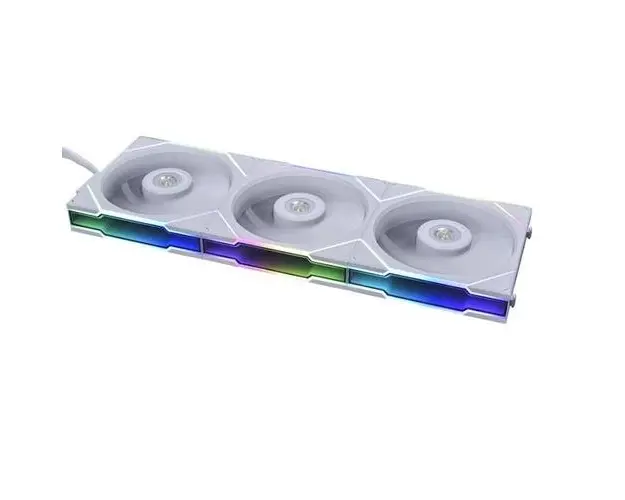 Set 3 ventilatoare Lian Li UNI FAN TL Reverse Blade, iluminare ARGB, 120 mm, 2300 rpm, PWM + Controler (Alb)
