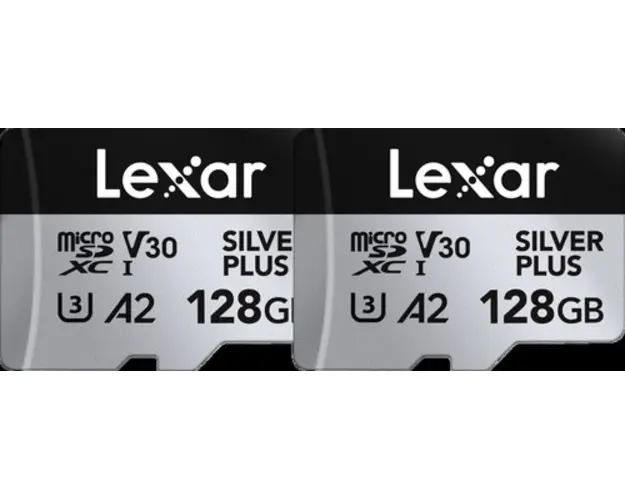 Set 2 carduri de memorie Lexar Professional SILVER Plus LMSSIPL128G-B2ANG, 128GB, microSDXC, UHS-I U3, V30