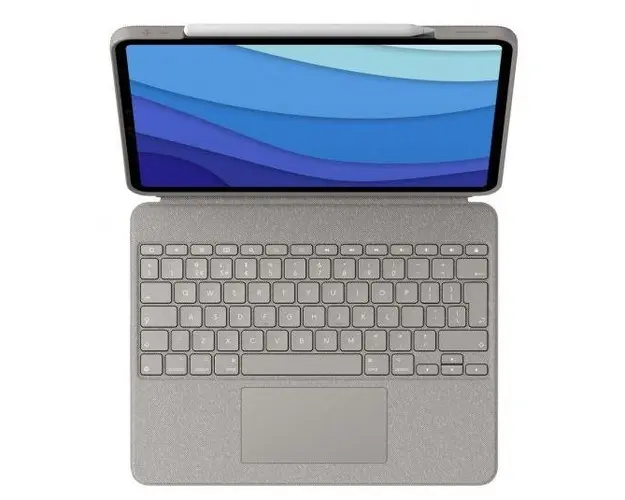 Husa Book Cover cu tastatura Logitech Combo Touch pentru Apple iPad Pro 12.9inch (Gen.5 / Gen.6) (Gri deschis)