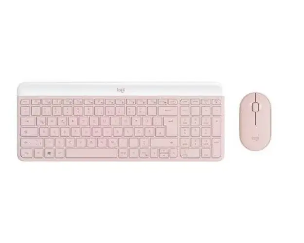 Kit wireless tastatura si mouse Logitech MK470, USB, Layout US INT (Roz)