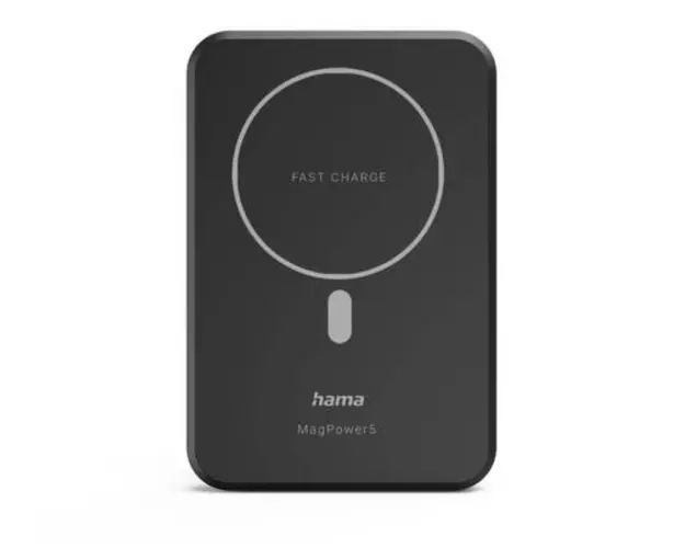Acumulator extern Hama MagPower4, 5000 mAh, Incarcare Wireless, USB Type-C, pentru Apple Mag (Negru)