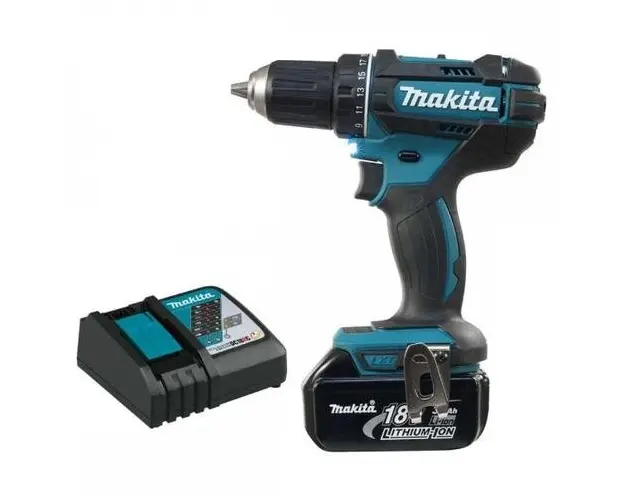 Masina de gaurit si insurubat Makita DDF482, acumulator Li-Ion, 18 V, 3.0 Ah, 1900 rpm, 62 Nm, incarcator (Albastru/Negru)