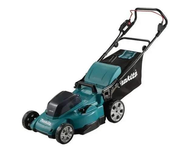 Masina de tuns iarba/gazon Makita DLM480Z, 18 V, Latime de lucru 48 cm, 3100 rpm, Sac 62 L, Fara acumulatori (Negru/Albastru)