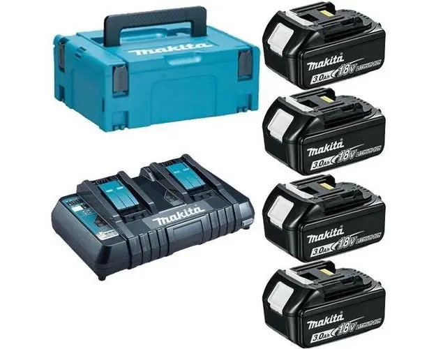 Set Makita 197970-3, 4 Acumulatori LXT 18 V 3.0 Ah BL1830B + Incarcator DC18RD + Valiza de transport