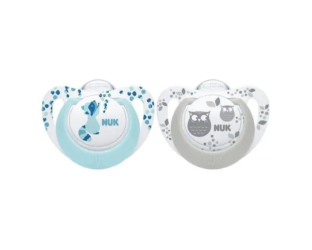 Set 2 suzete Nuk Genius Color Silicon M1 Bleu, 0-6 luni (Albastru/Gri)