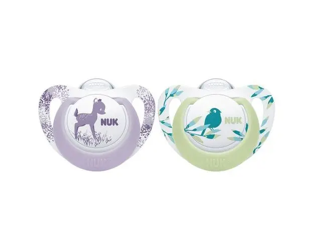 Set 2 suzete Nuk Genius Color Silicon M1, 0-6 luni (Mov/Verde)
