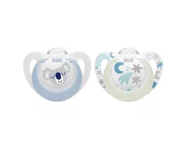 Set 2 suzete Nuk Star Day & Night Silicon, 0-6 luni M1 (Albastru)