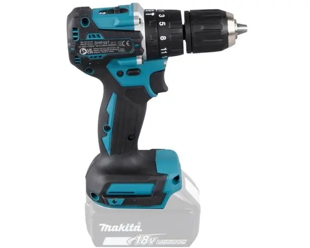 Masina de gaurit cu percutie Makita DHP487Z, fara acumulator, 40Nm, 1700 rpm (Negru/Turcoaz)