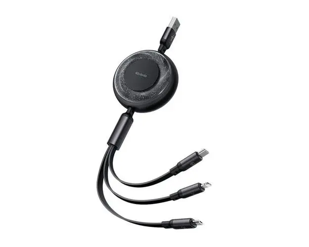 Cablu de date Mcdodo 3 in 1 USB - Lightning, MicroUSB si Type-C Super Fast Charging, 66W, 1.2m, Negru