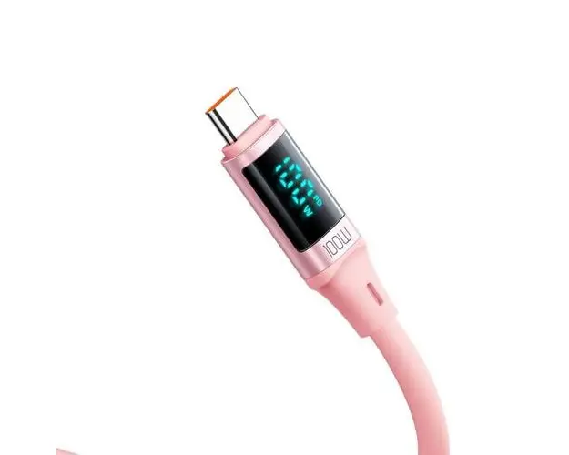 Cablu de date Mcdodo Type-C la Type-C Digital Display Silicone, Fast Charging, 100W, 1.2m, Roz