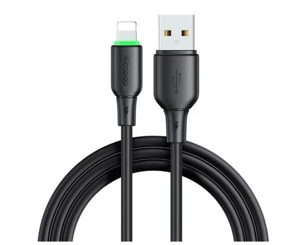 Cablu de date Mcdodo USB - Lightning Alpha Series Silicone Fast Charging, LED, 1.2m, Negru
