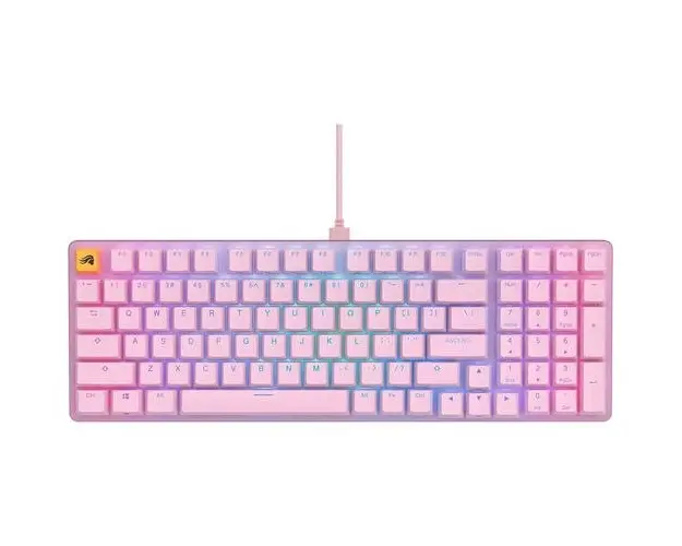 Tastatura Mecanica Gaming Glorious GMMK 2 Full-Size RGB, iluminare RGB, USB-C, Switch Fox Linear, Layout US (Roz)