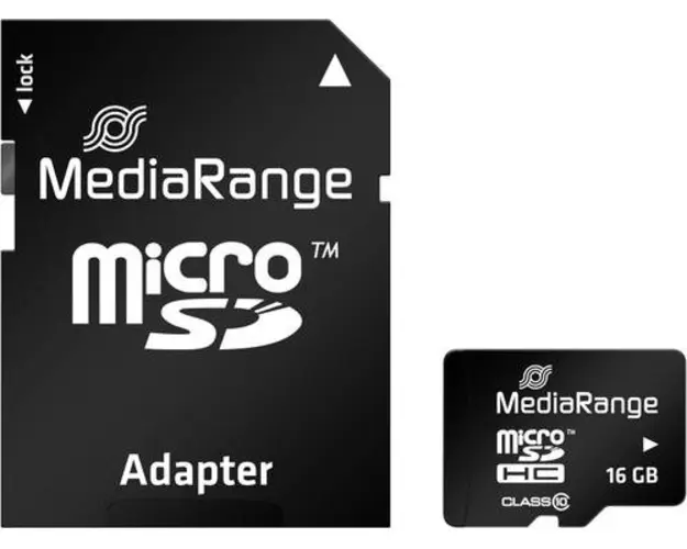 Card de memorie MediaRange MR958, 16GB, Micro SDHC, Class 10 cu adaptor SD
