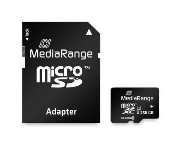 Card de memorie MediaRange MR946, 256GB, microSDXC, UHS-1, Clasa 10, Adaptor SD inclus