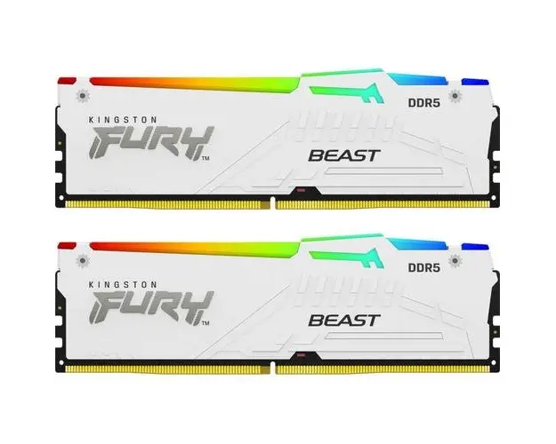 Memorii Kingston FURY Beast RGB White 64GB(2x32GB) DDR5 5600MHz CL40 Dual Channel Kit