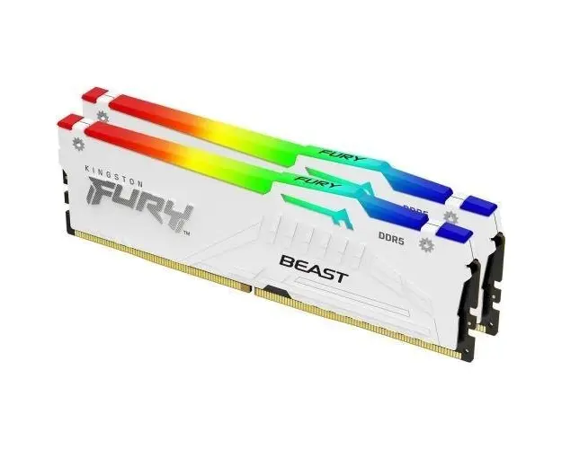 Memorii Kingston Fury Beast RGB White, 64 GB (2x32 GB), DDR5 6000 MHz, CL40