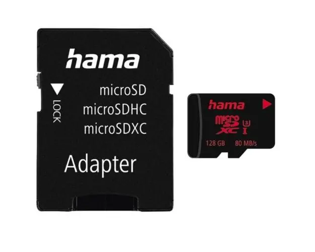 Card de memorie Hama 181000 microSDXC, 128GB, UHS-I, V30, UHS 3 + Adaptor SD