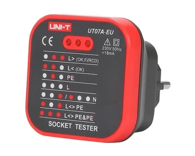 Tester priza UNI-T UT07A-EU, 230V AC, IP40, Standarde de siguranta CAT II 300V