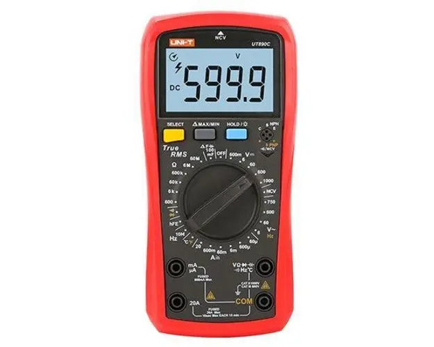 Multimetru digial UNI-T UT890C NCV, 2 baterii AAA de 1.5 V, Iluminarea afisajului (Rosu)