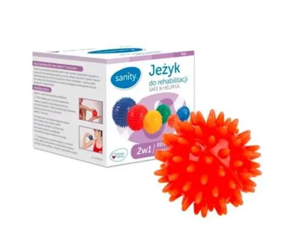 Minge Sanity Safe &amp; Helpful, 2 in 1, pentru reabilitare si masaj, 5.5 cm, tip arici, Portocaliu